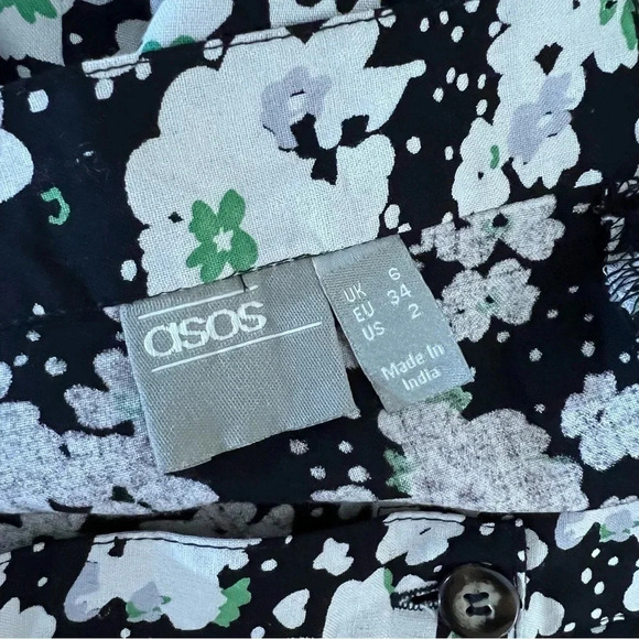 ASOS Floral Spotted Polka Dot Skirt Size 2 Lightweight Thin Button Front Short - Picture 5 of 5